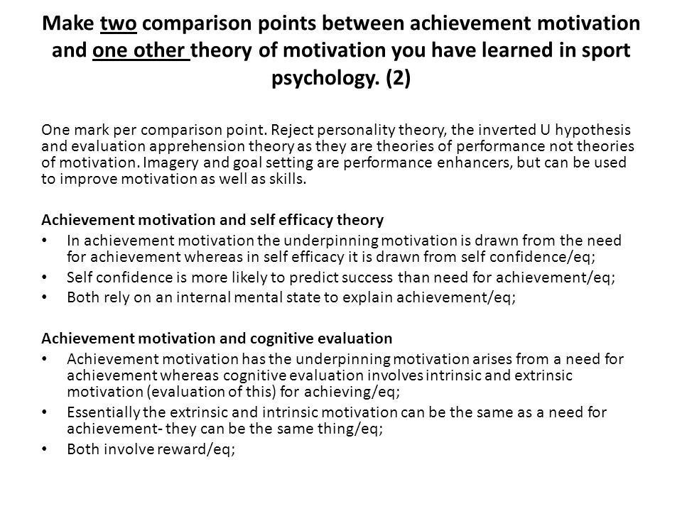 Psychology and specific achievement motivation